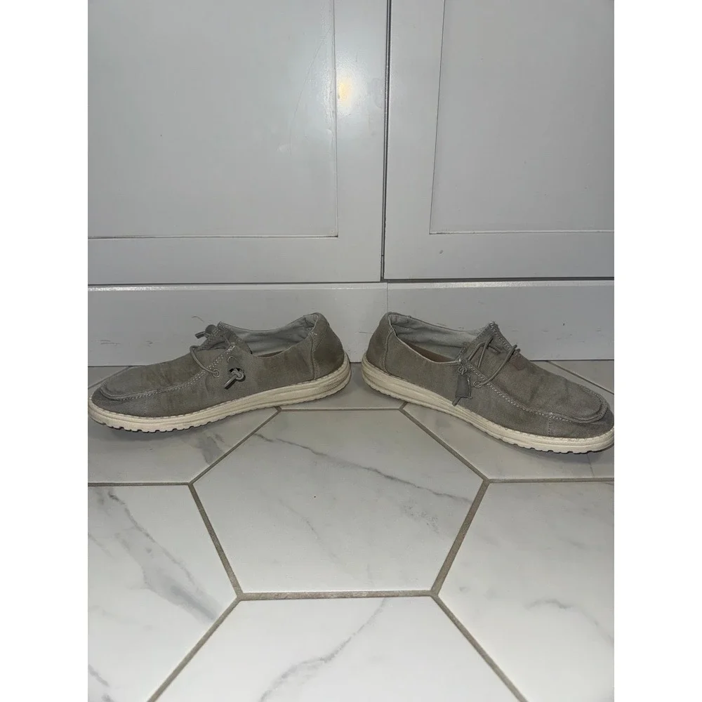 Hey Dude Wendy Chambray Braid Gray Women's Slip On Shoes‎ Size 8